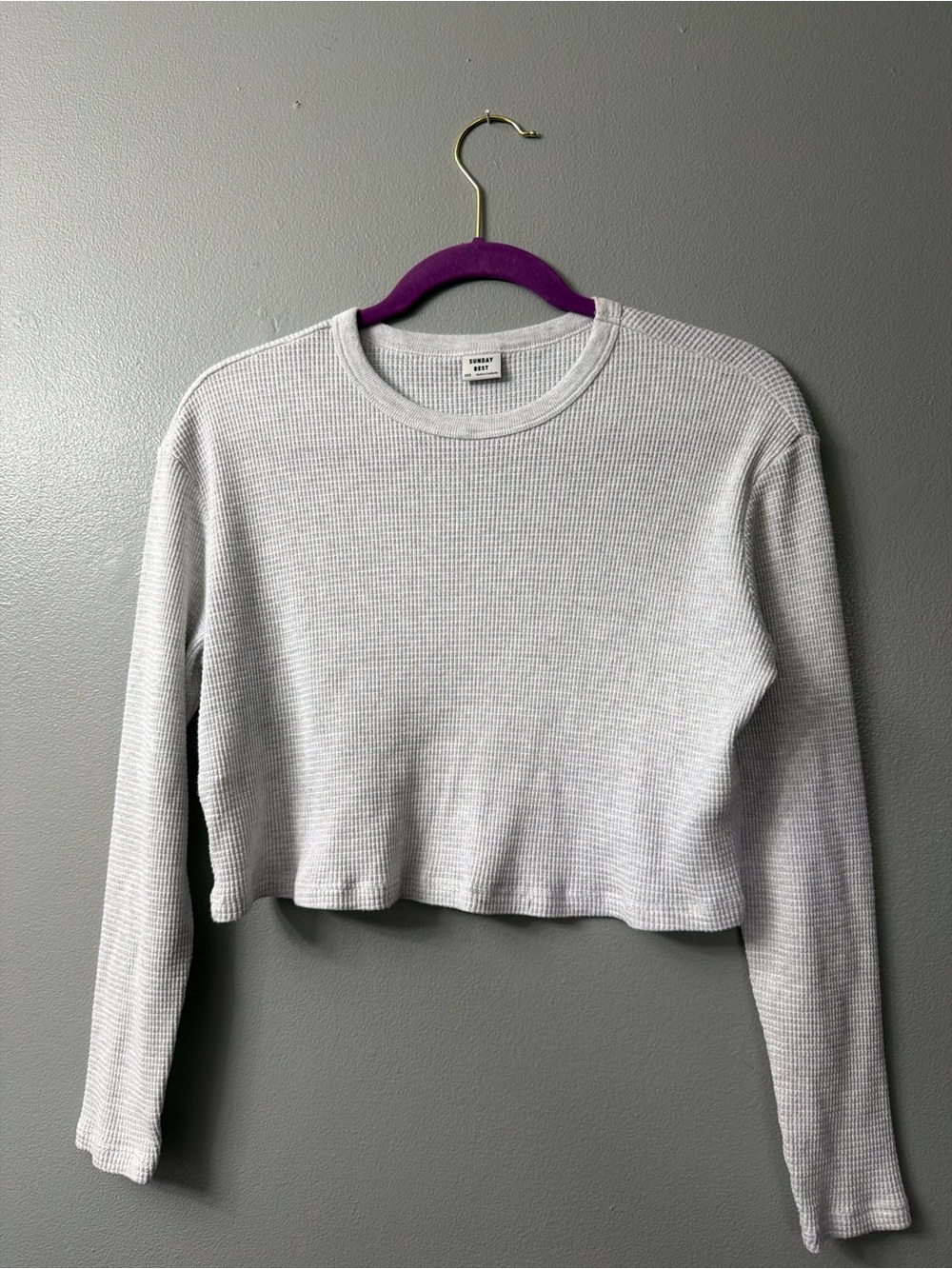Sunday Best by Aritzia waffle knit cropped long sleeve top. Xxs